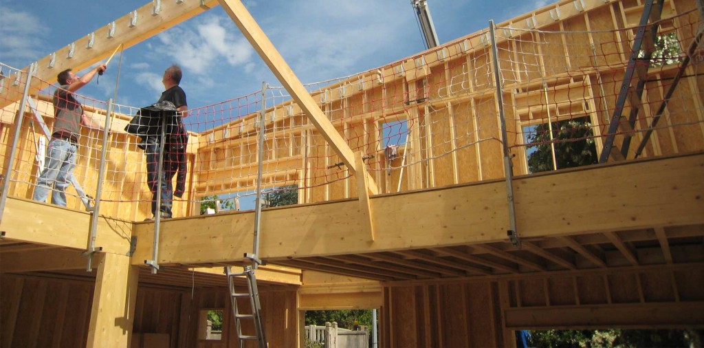 maison  contemporaine à ossature bois chantier en cours