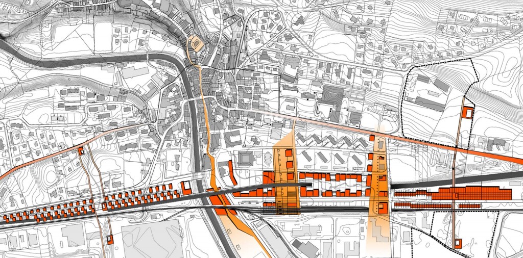 plan masse projet urbain à Moudon